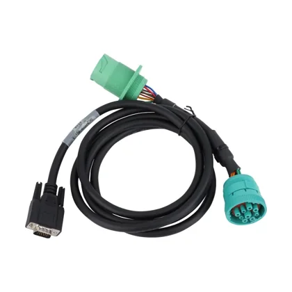 Green nine-position circular interfaces on a diagnostic adapter harness