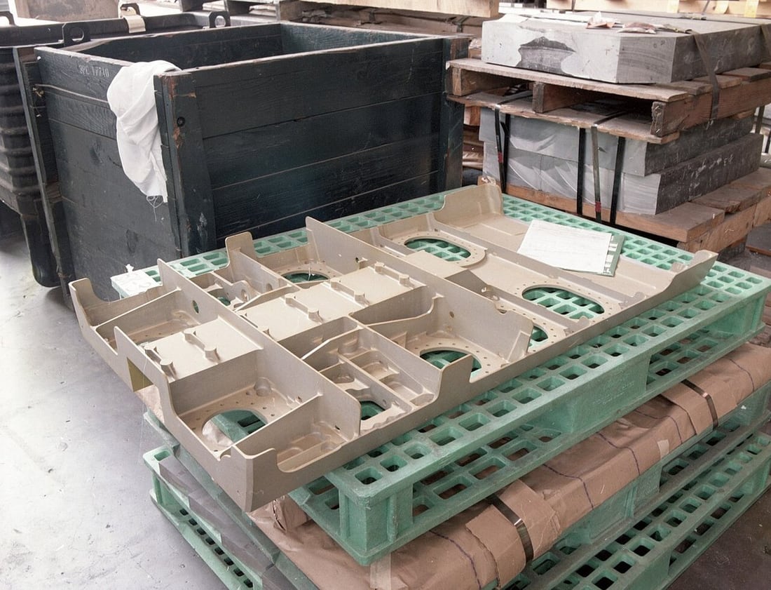Parts protected and documented for storage; archival logistics reference, not company inventory.