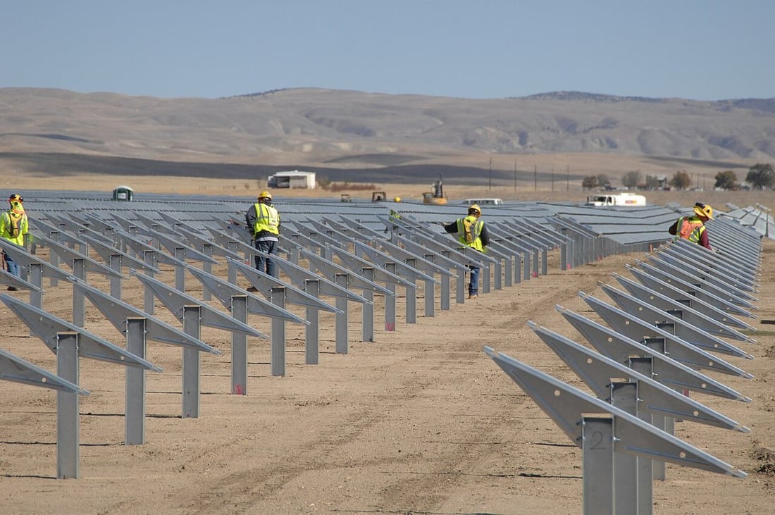 Solar-farm installation: equipment layout and outdoor exposure shape the connection specification.