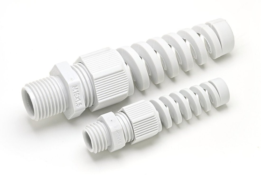 Cable-entry bend protection illustrates the mechanical side of a defined connection system.