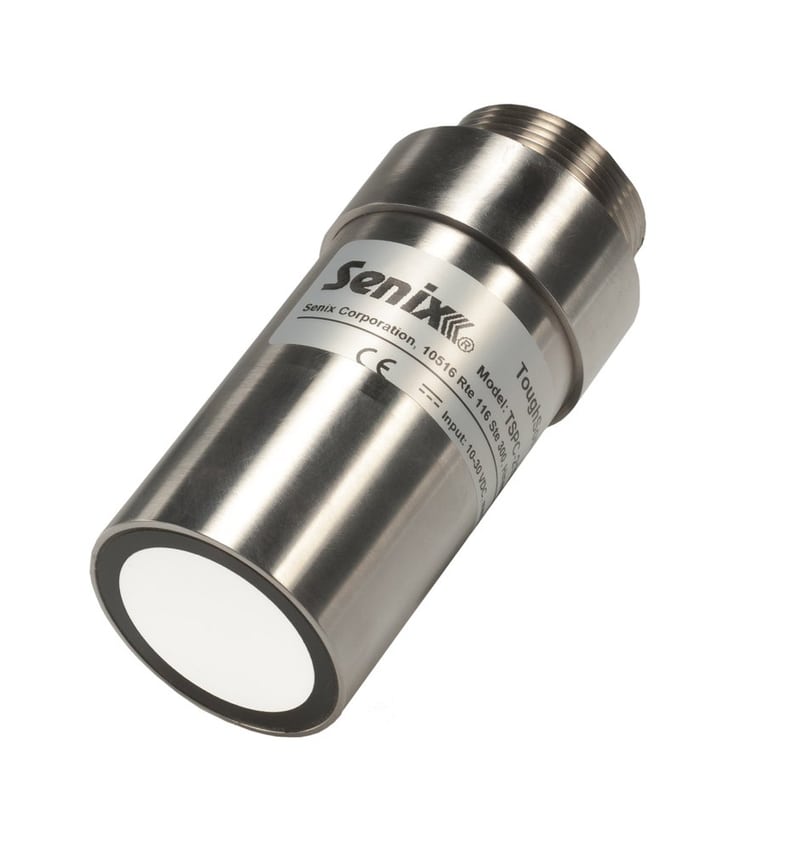 Ultrasonic sensor illustrates the equipment end of a sensor connection.