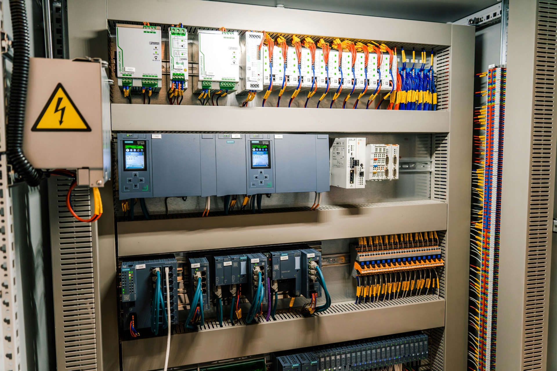 Third-party industrial control cabinet with wiring and modules