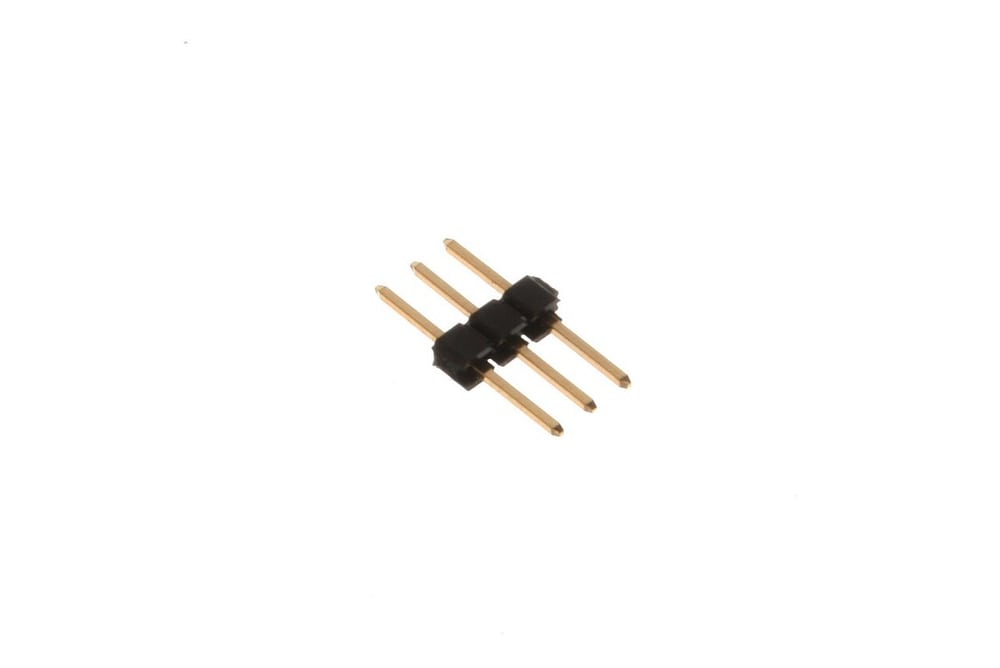 A small pin header illustrates pitch and orientation; it is not identified as Minitek.