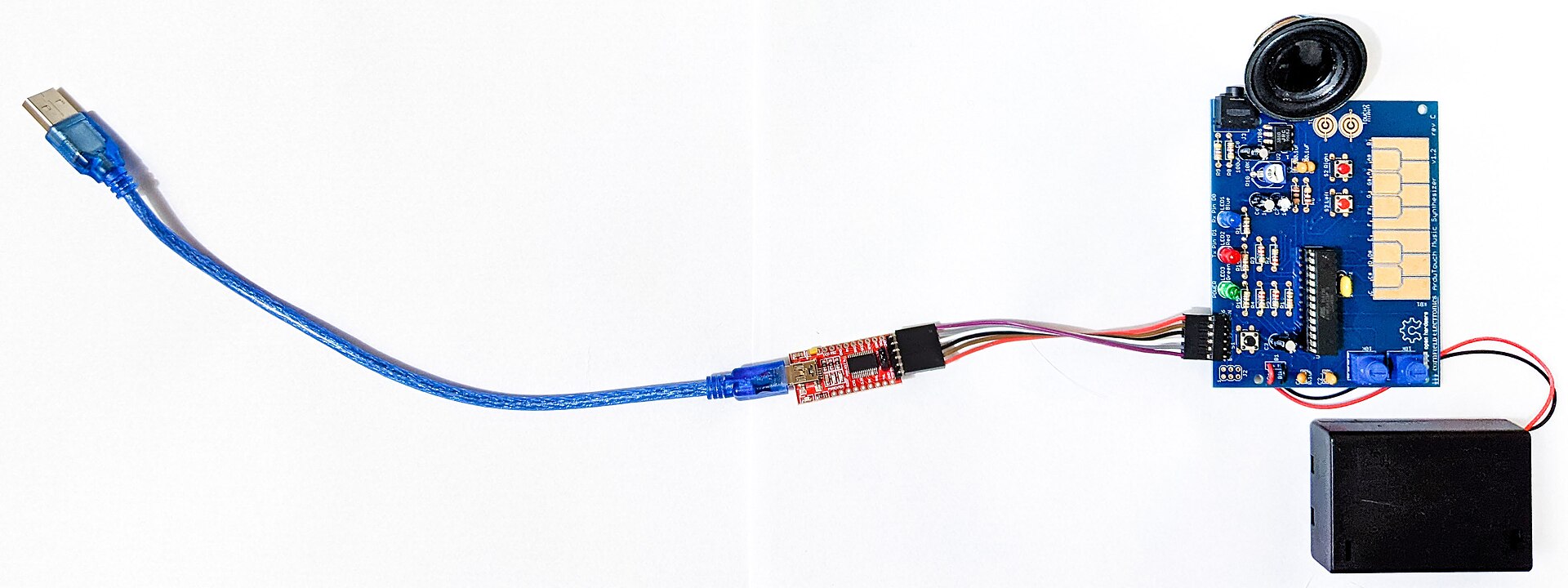 FTDI USB serial adapter connected to an electronics project