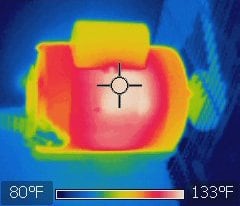 Motor thermography illustrates uneven heat distribution; it is not a test result for this harness.