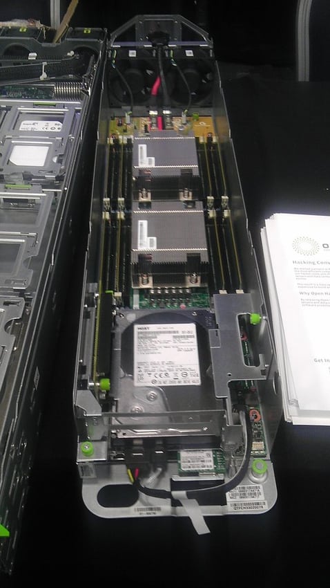 Open server hardware illustrates the variety of internal equipment connections.