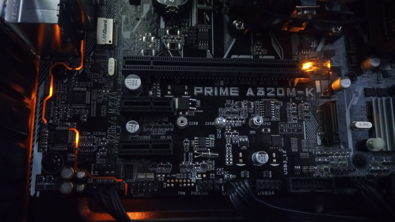 Computer motherboard slots and electronic components
