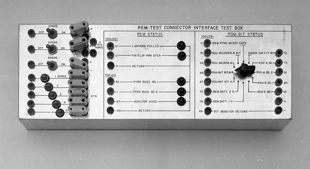 An archival connector test interface with clearly labeled positions.