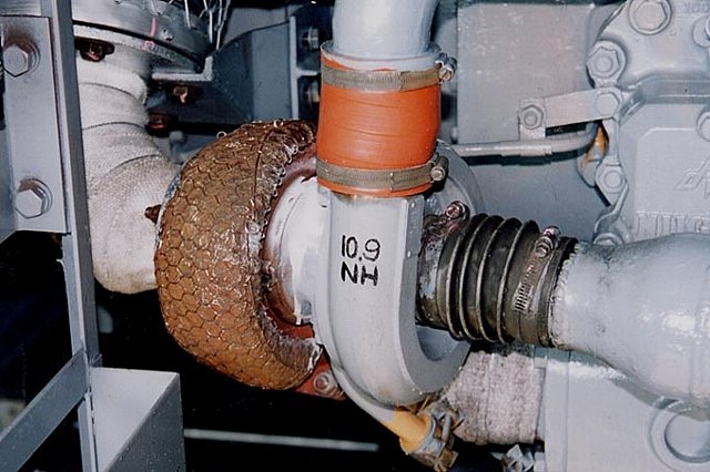 A diesel rail-engine turbocharger illustrates application diversity, not a claimed actuator fitment.