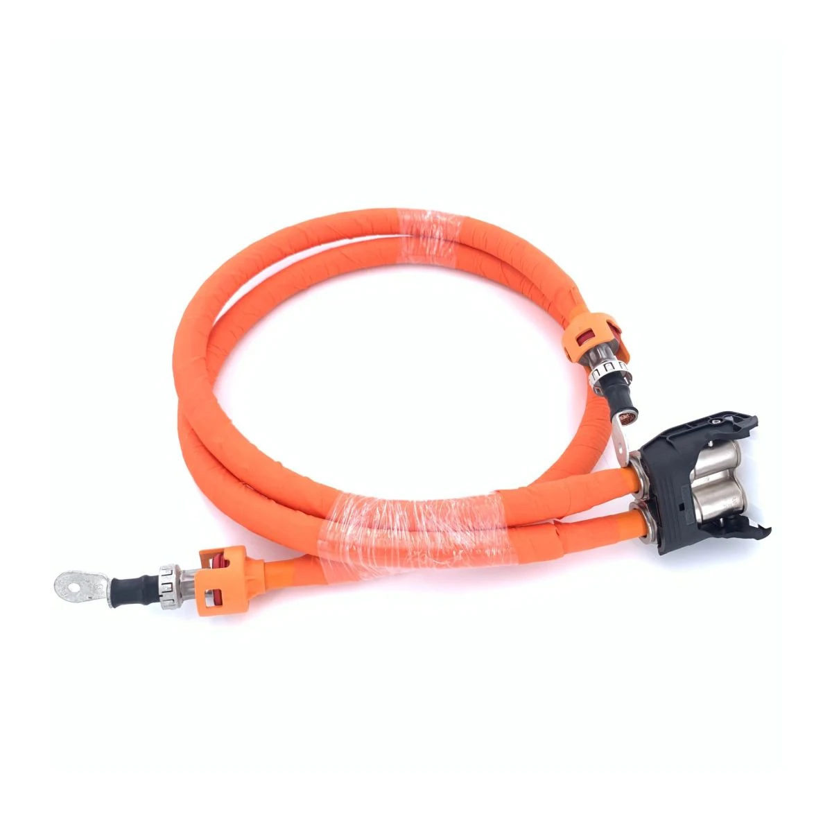 Construction close-up of High-Voltage Dual Plugs Coiled Cable