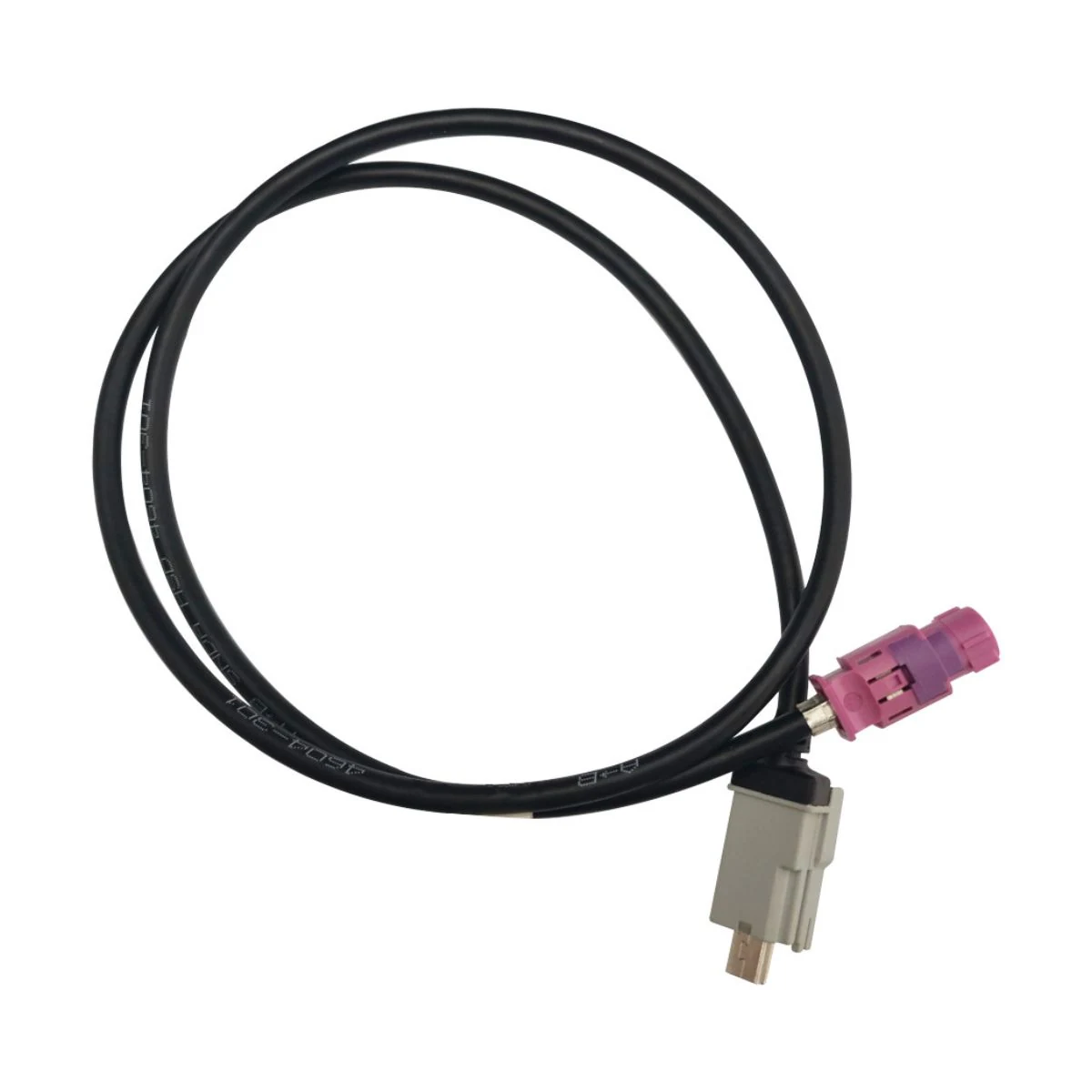 Construction close-up of Mini-B USB to H-Coded HSD Vehicle Harness
