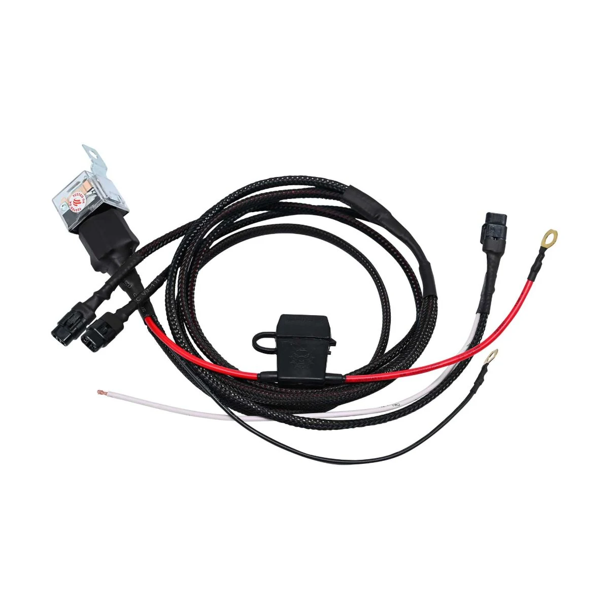 Construction close-up of Auxiliary Vehicle Light with Fuse Holder Single-Relay Harness