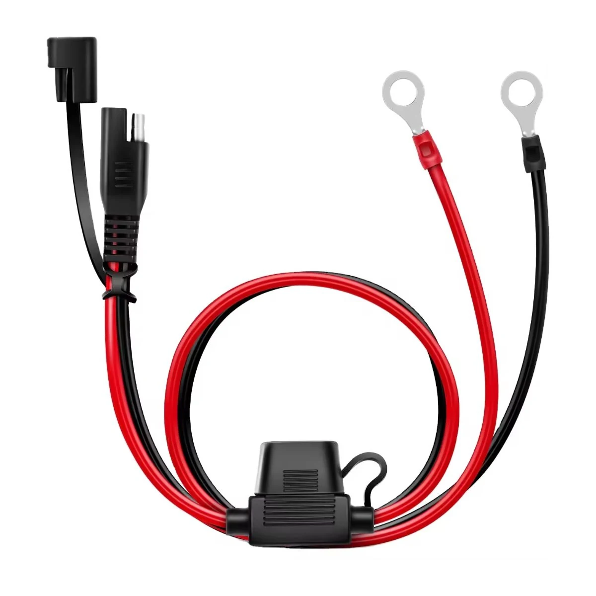 Construction close-up of SAE with Fuse Holder Ring-Terminal Battery Harness