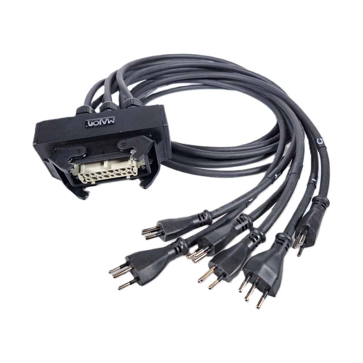 Construction close-up of Rectangular Connector to 6-Way T12 Power Harness