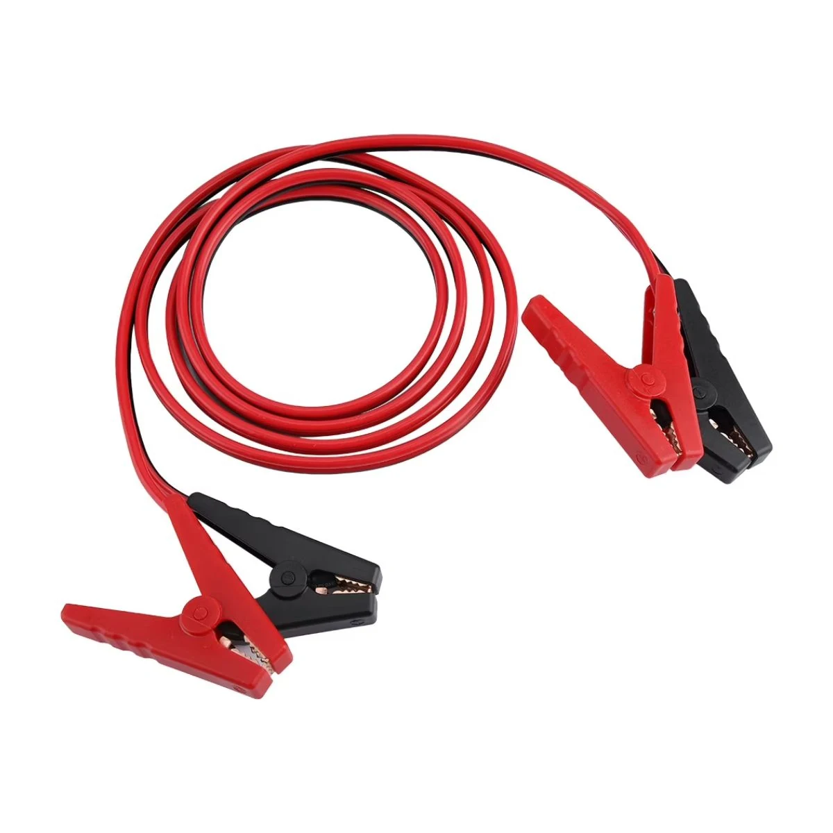 Construction close-up of Red/Black Flat-Jaw Battery Clamps Coiled Jumper Leads