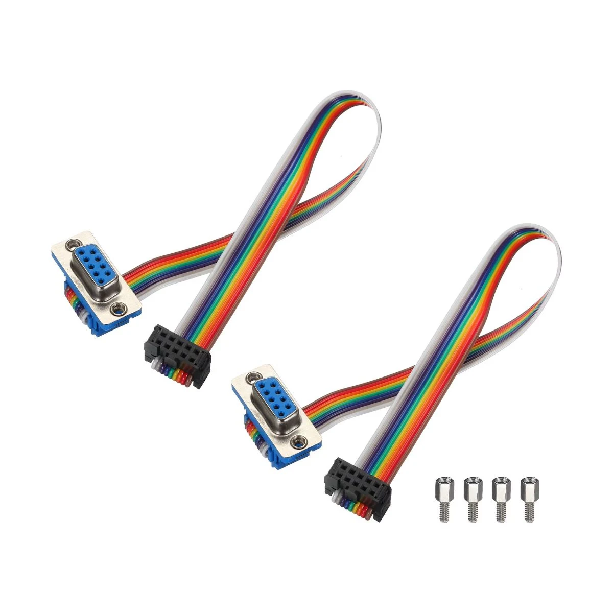 Construction close-up of DB9 to IDC Color-Coded Serial Ribbon Cable
