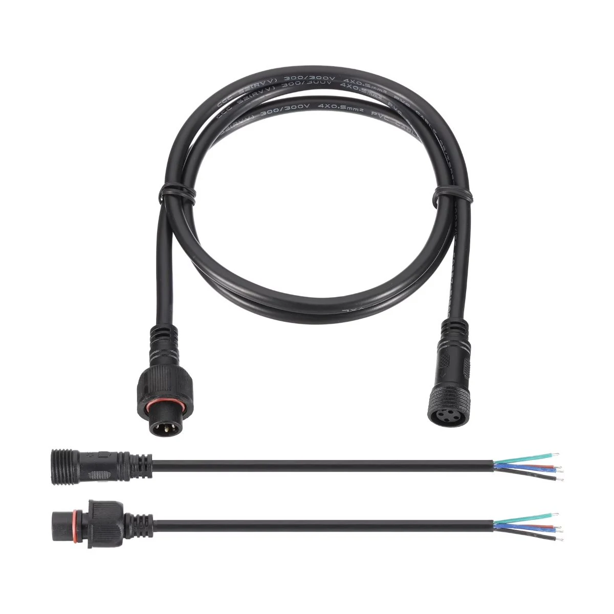 Construction close-up of Circular Male-to-Female Plugs Extension Harness Set