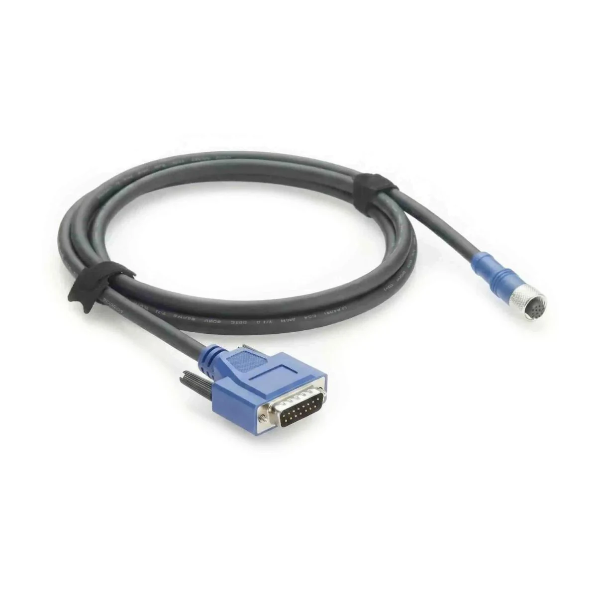 Construction close-up of M12 12-Pin to DB15 Signal Harness