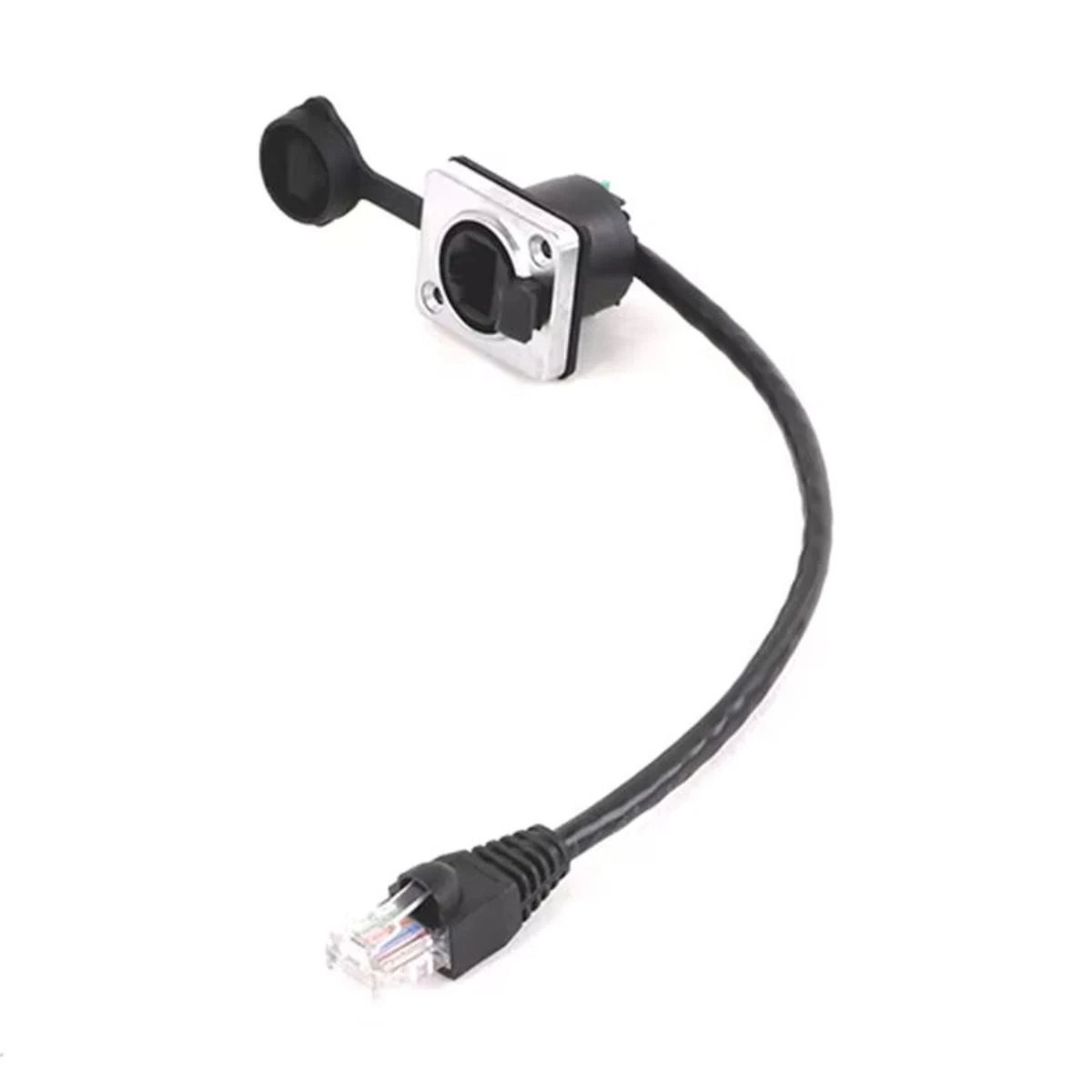 Construction close-up of RJ45 to Square Flange Panel Socket Harness