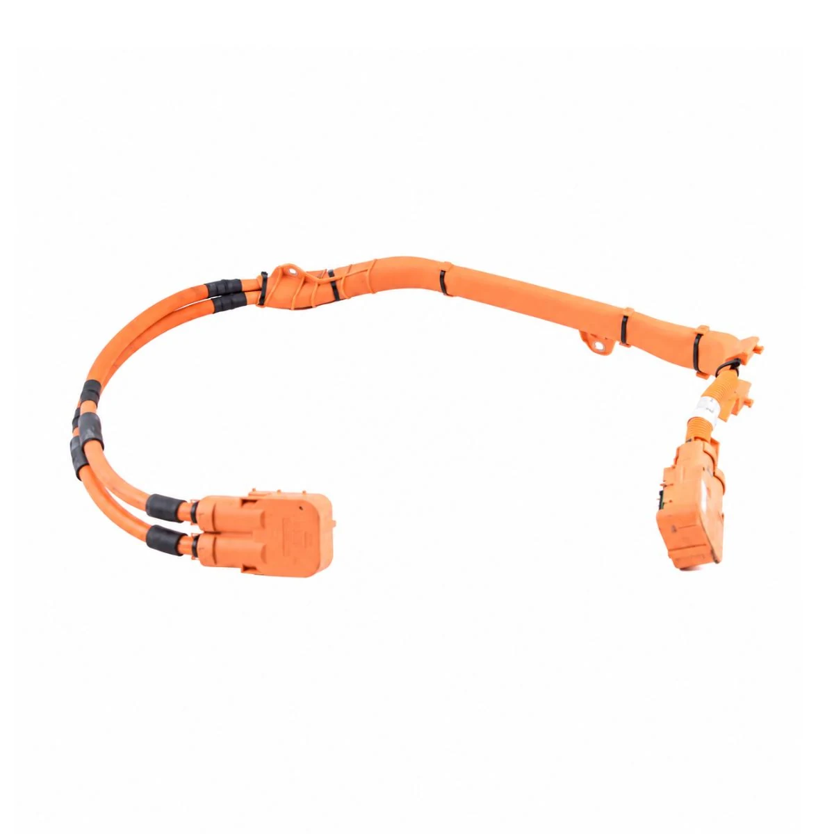 Construction close-up of Orange Dual Plugs Y-Branch Automotive Harness