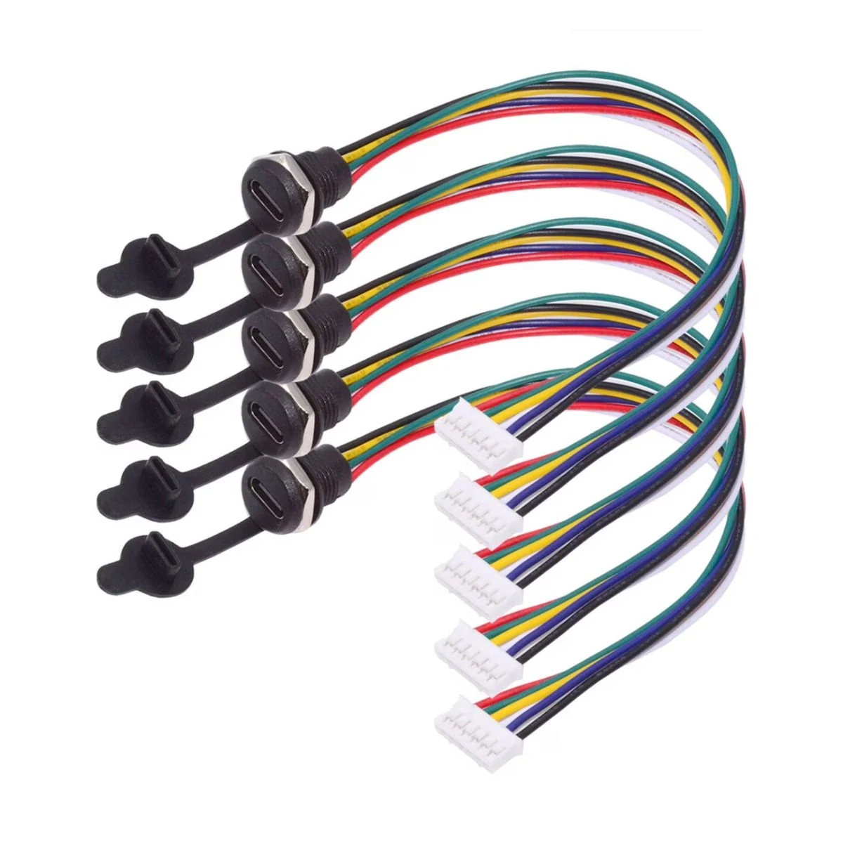 Construction close-up of USB-C Panel Socket to 6-Pin Terminal Harness Set