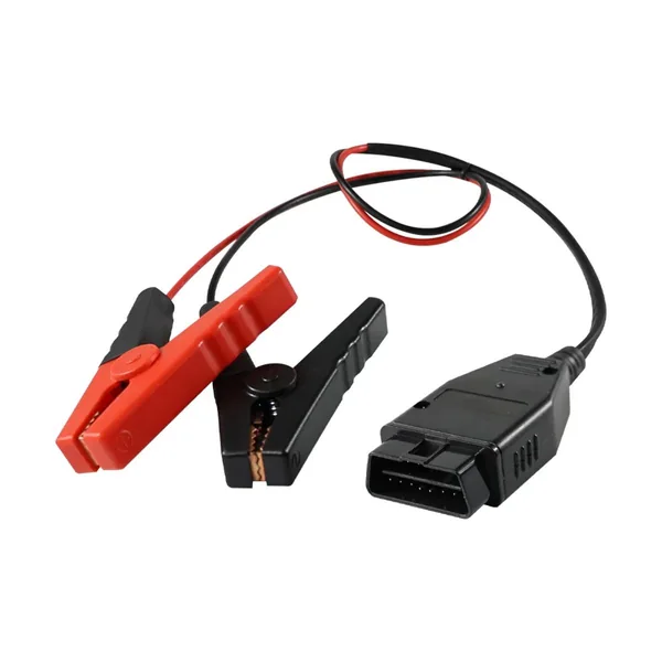 OBD-II to Red/Black Flat-Jaw Battery Clamps Power Harness