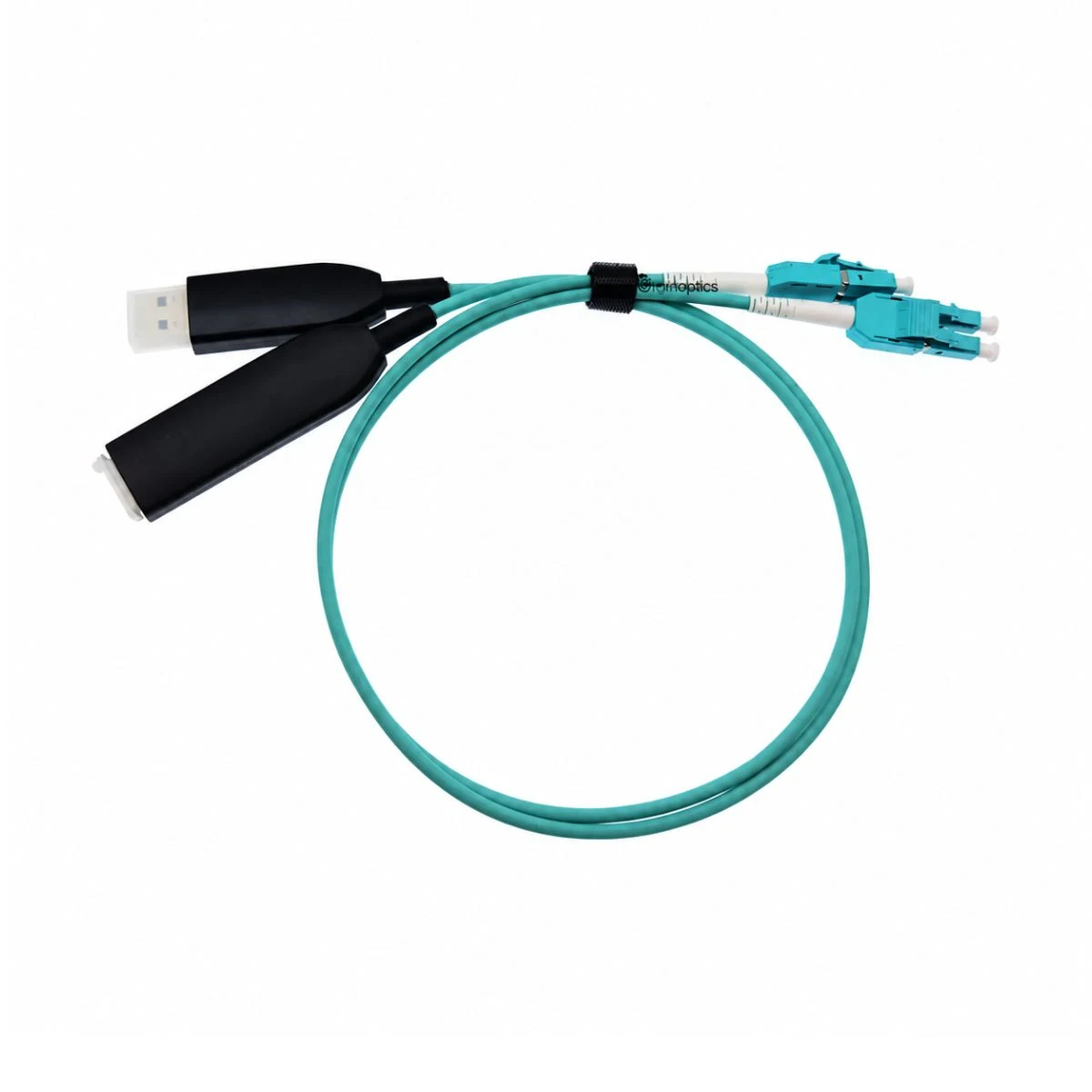 Construction close-up of USB to LC Fiber Mixed Cable