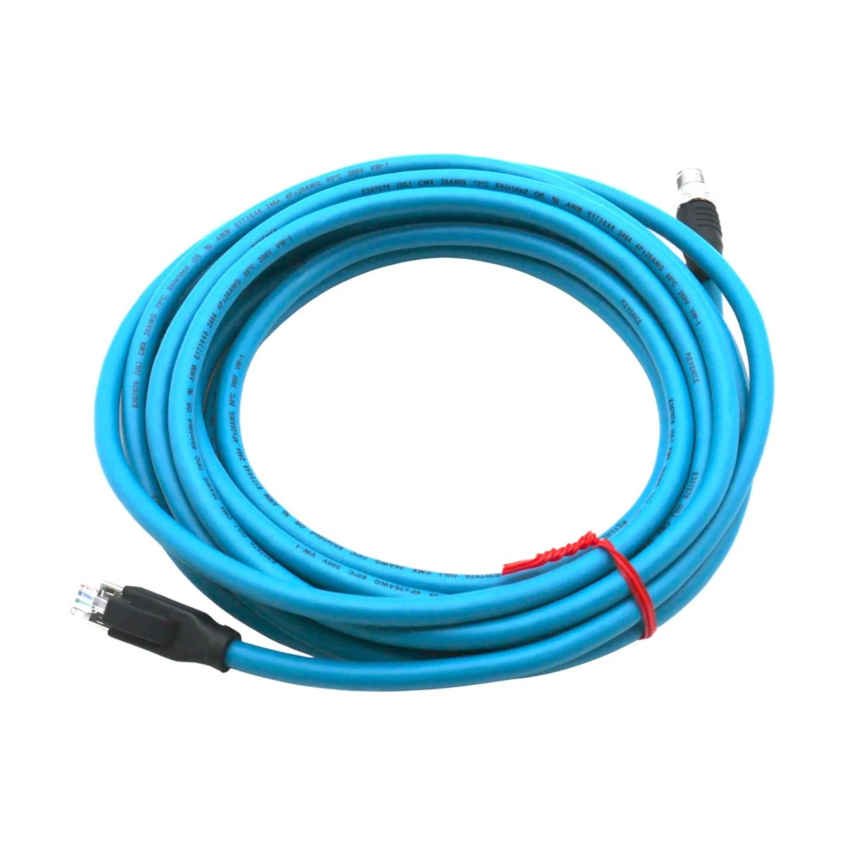 Construction close-up of OP-88836 M12 to RJ45 Industrial Ethernet Cable