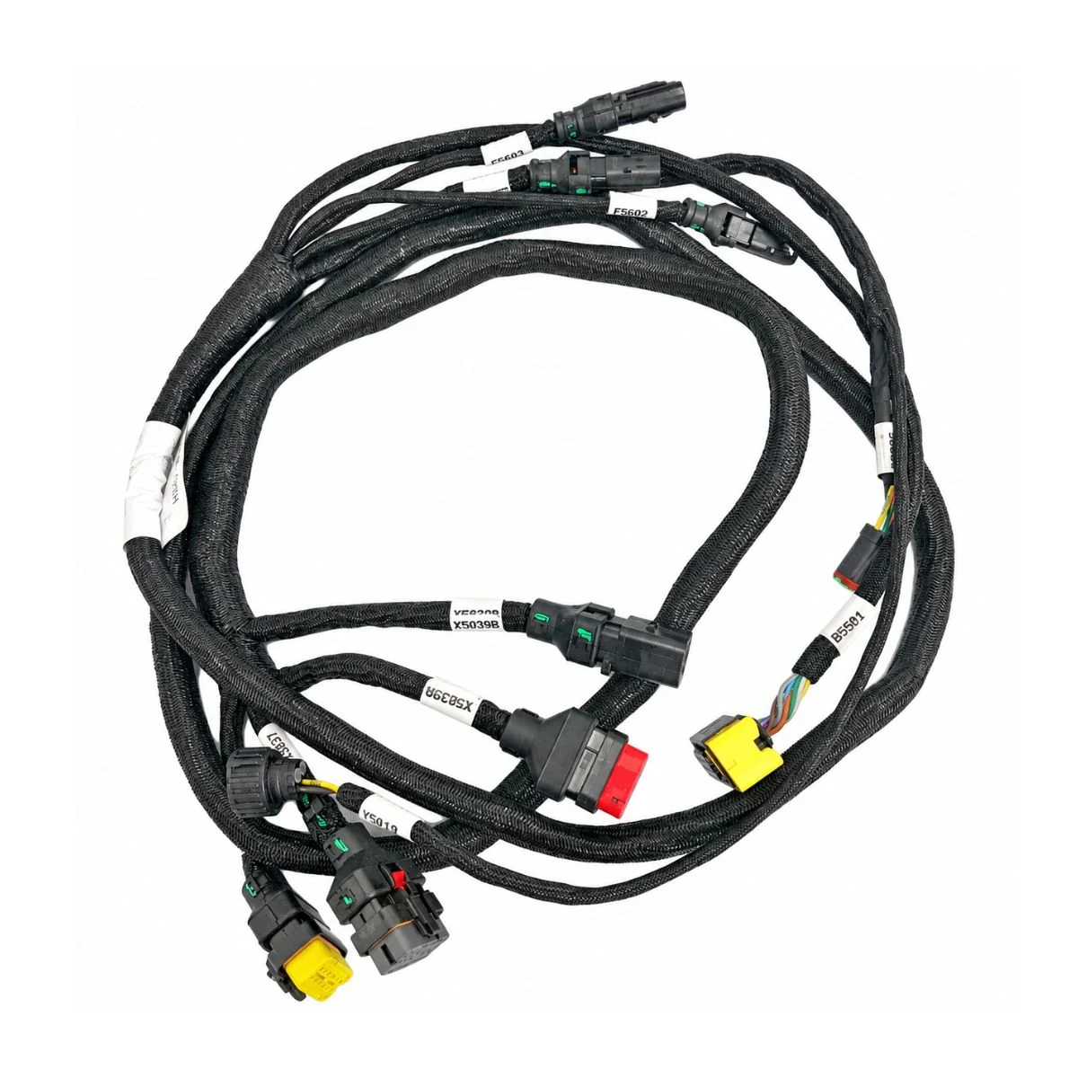 Construction close-up of Agricultural Equipment Braided Sleeve & Large Plug Harness