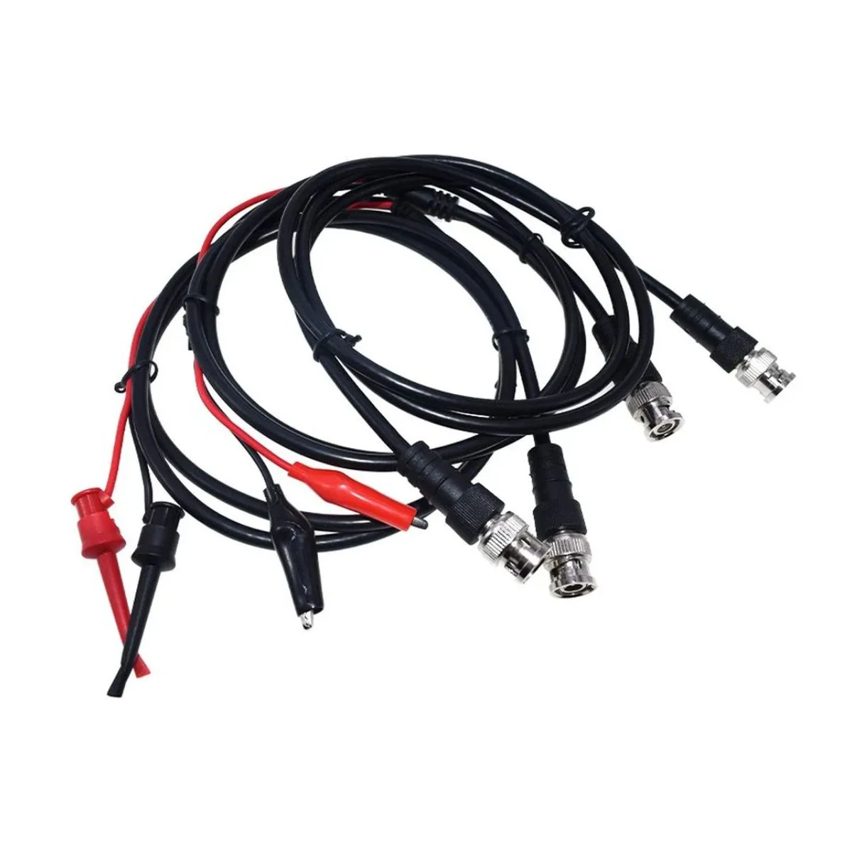Construction close-up of BNC to Alligator Clips & Test Hooks Cable Set