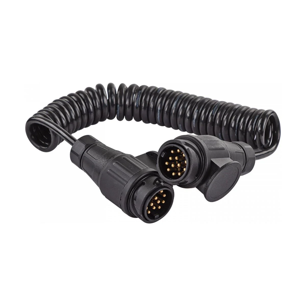 Construction close-up of 13-Pin Circular Plug Coiled Trailer Harness
