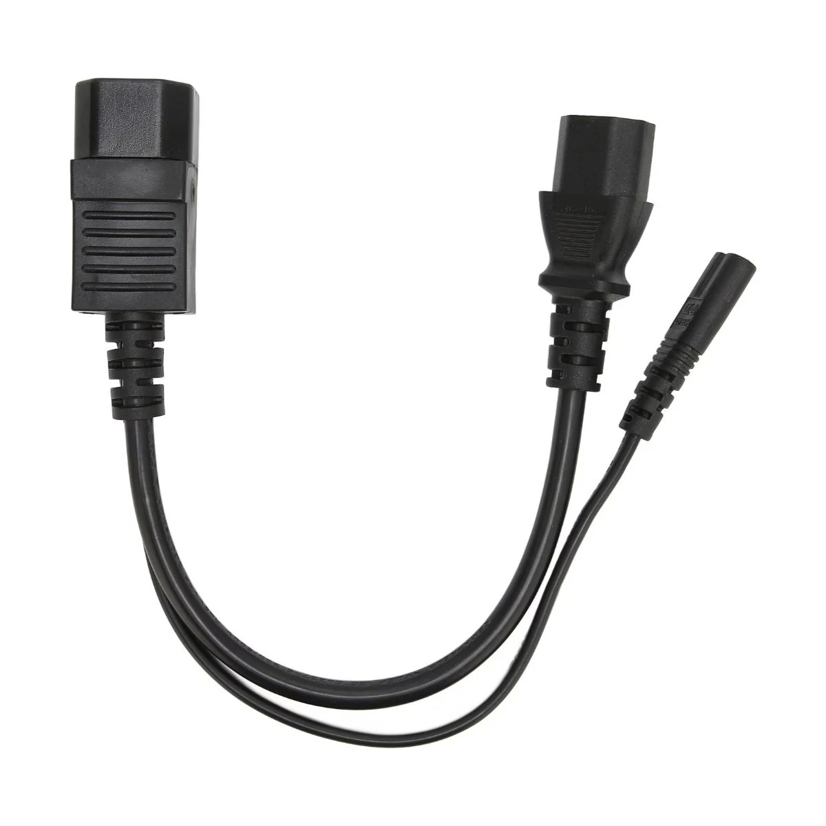 Construction close-up of IEC320 C14 to C13 & C7 Branch Power Cable