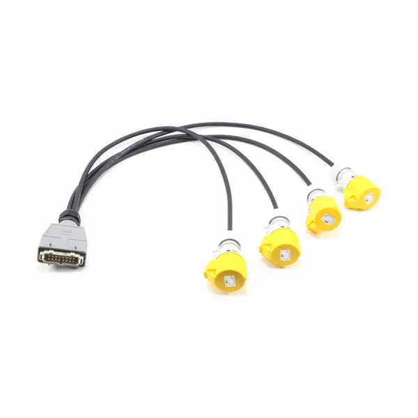 Industrial Rectangular Connector to 4-Way CEE Socket Harness