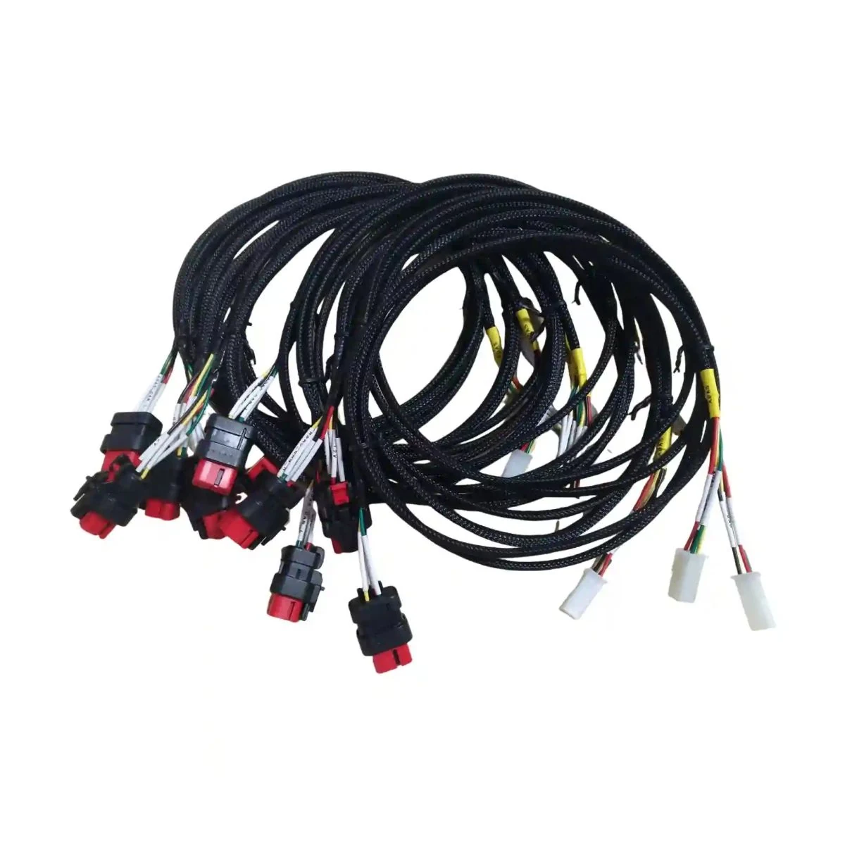 Construction close-up of Braided Sleeve White Plug Harness