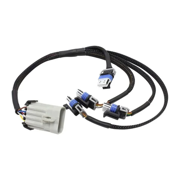 White Main Connector Multi-Terminal Braided Sleeve Branch Harness