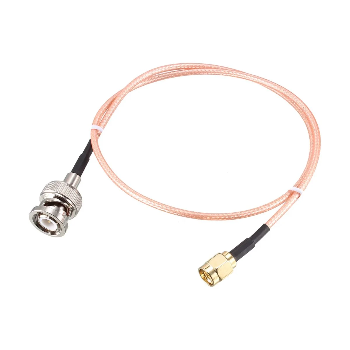 Construction close-up of RG316 BNC Male to SMA Male Coaxial Cable