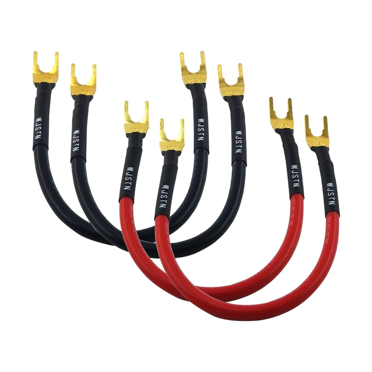 Construction close-up of Spade-Terminal to Right-Angle Banana Plug Jumper
