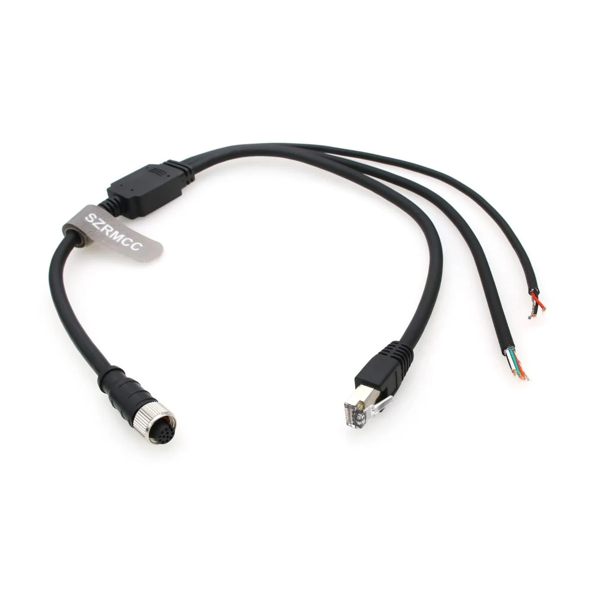 Construction close-up of M12 & RJ45 Power Branch Harness