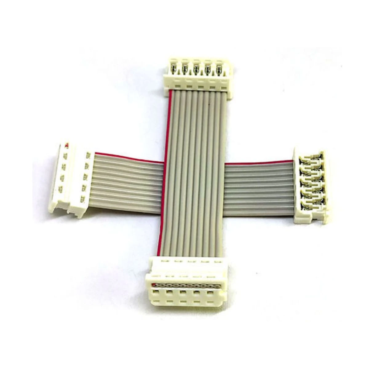 Construction close-up of IDC 4-Connector Crossed Ribbon Cable Assembly