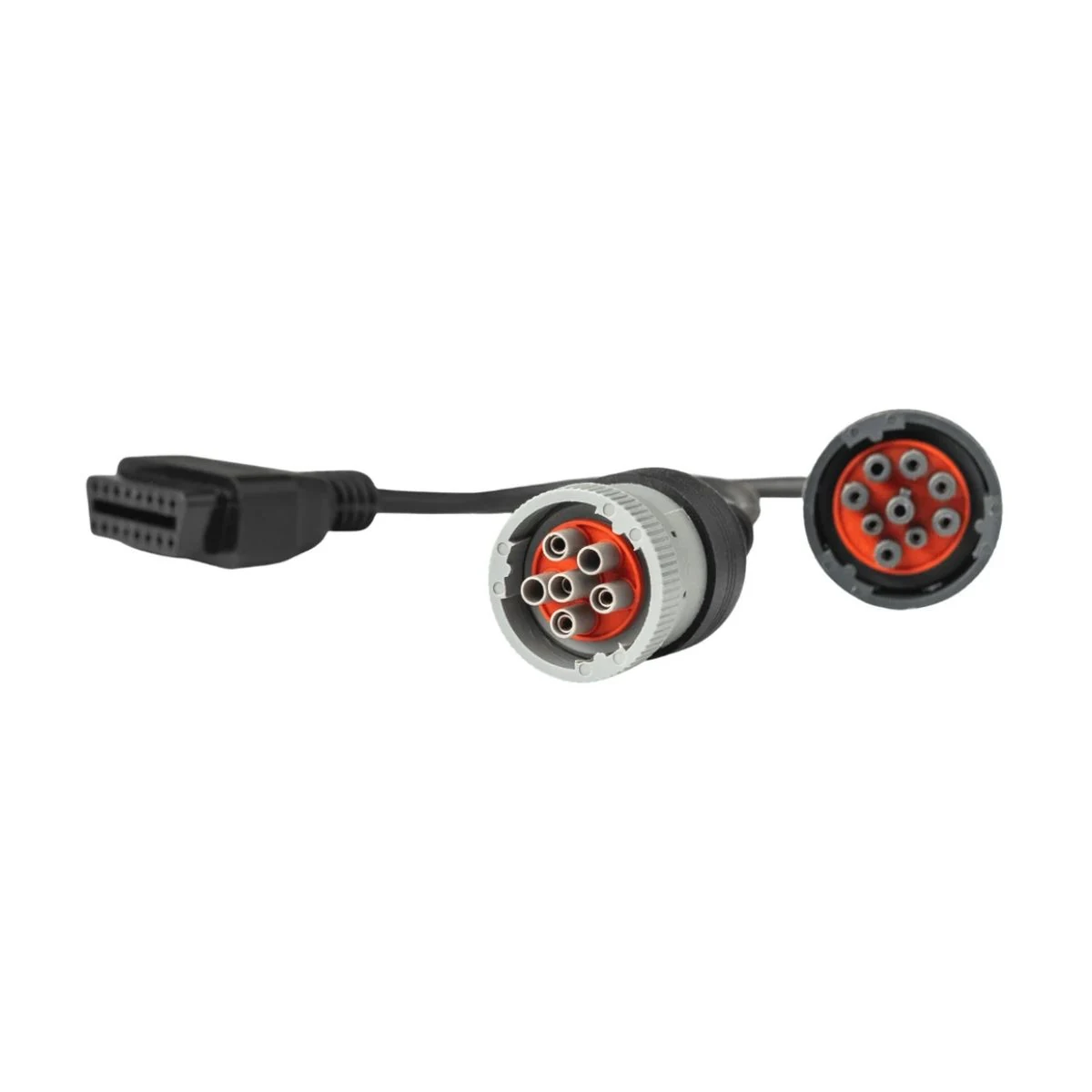 Construction close-up of OBD-II to 6-Pin & 9-Pin Circular Dual Branch Harness