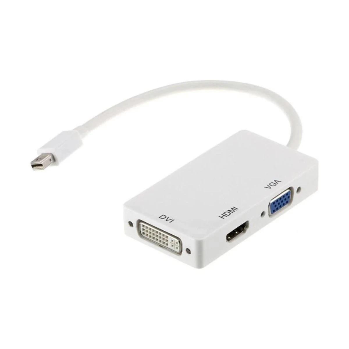 Construction close-up of Mini DisplayPort to HDMI-VGA-DVI 3-in-1 Cable
