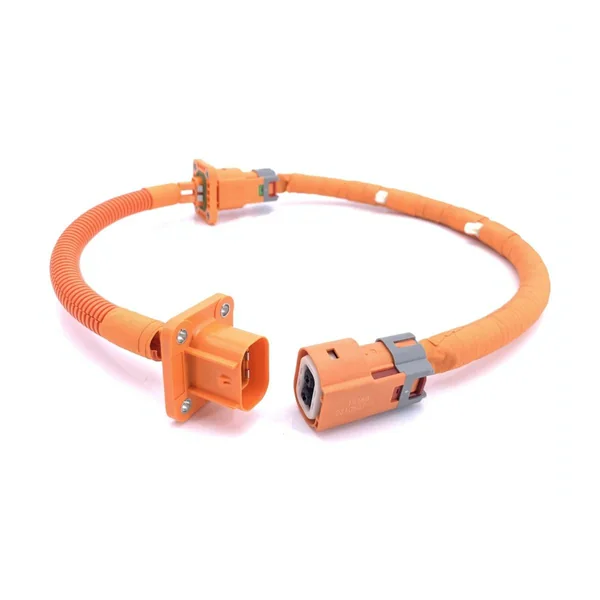 Orange Corrugated-Conduit Dual Flange & Side Branch Plug Harness