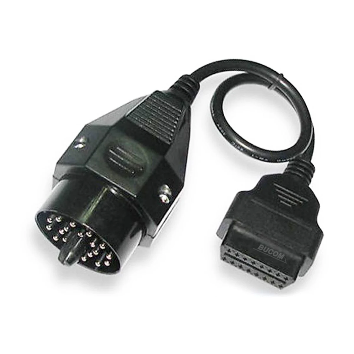 Construction close-up of Metal Multi-Pin Diagnostic Plug to OBD-II Harness