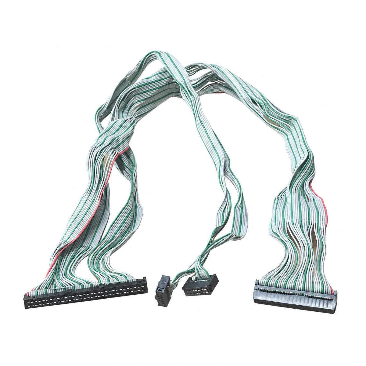 Construction close-up of IDC 64-Pin to 40-Pin & Dual 10-Pin Branch Ribbon Cable