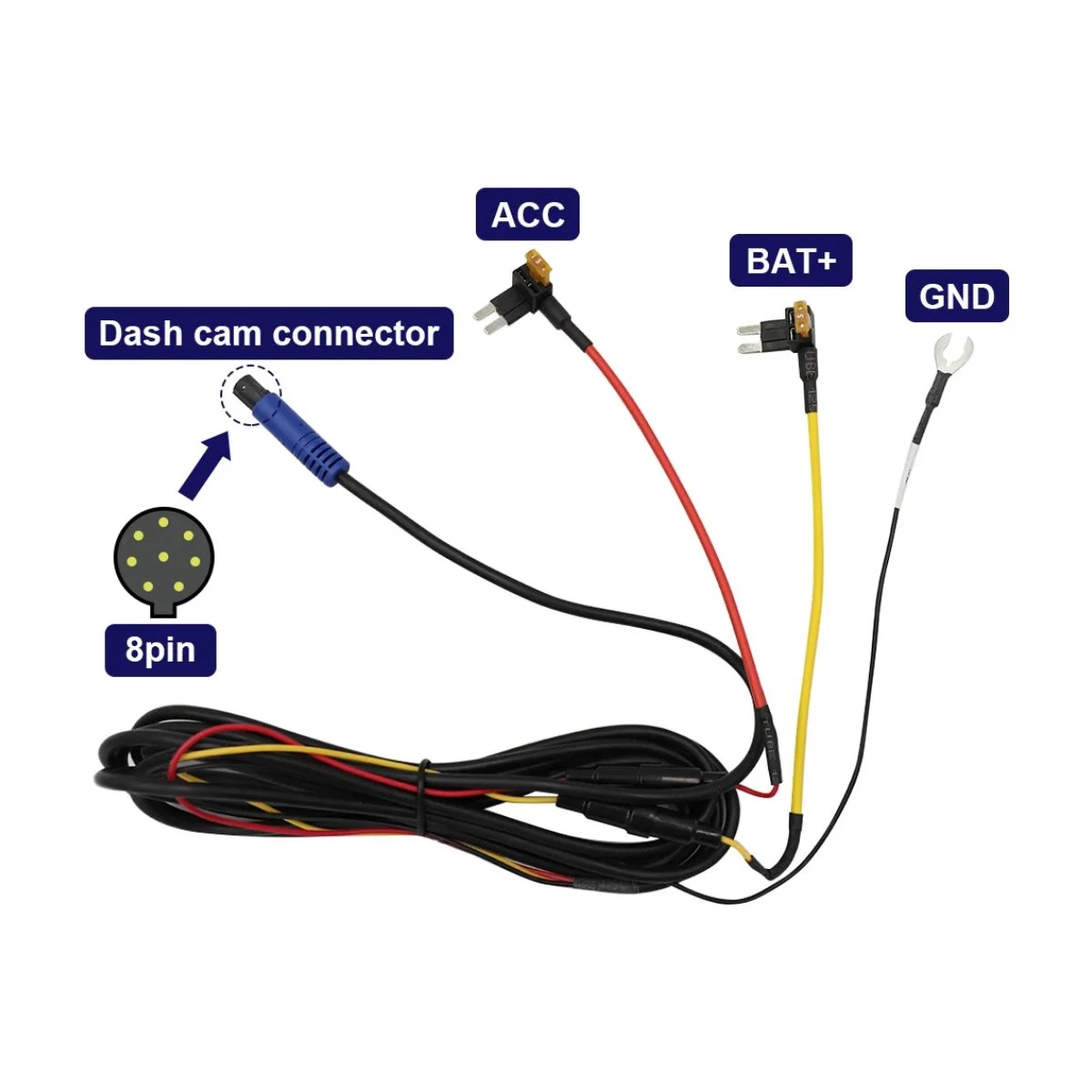 Dash Camera Circular Main Plug & Spade-Terminal Harness