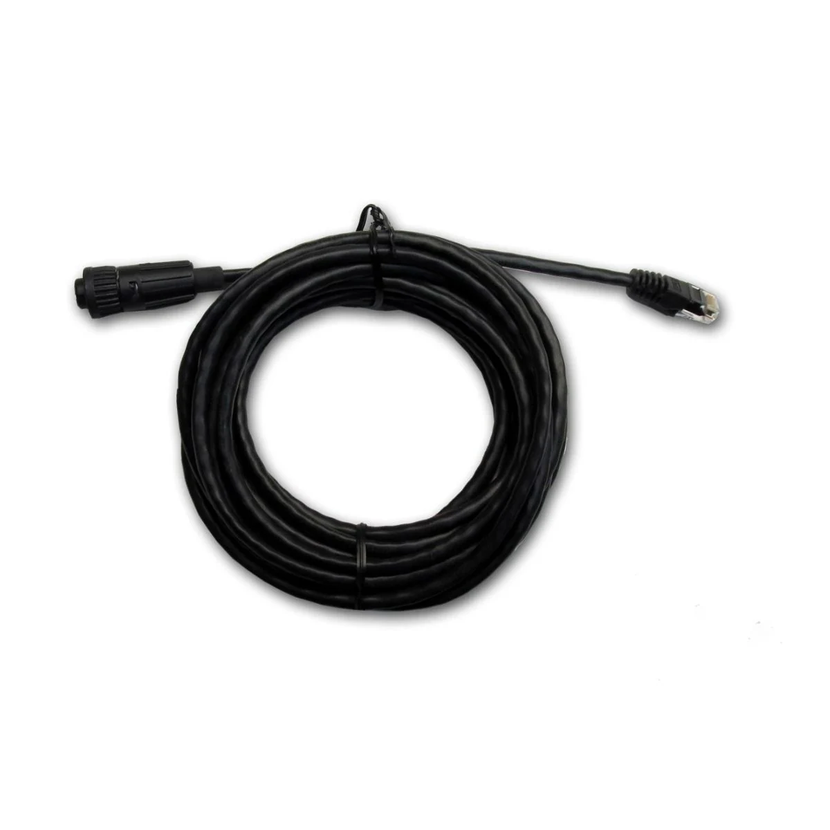 Construction close-up of RJ45 to CONXAL 8-Pin Circular Connector Network Harness