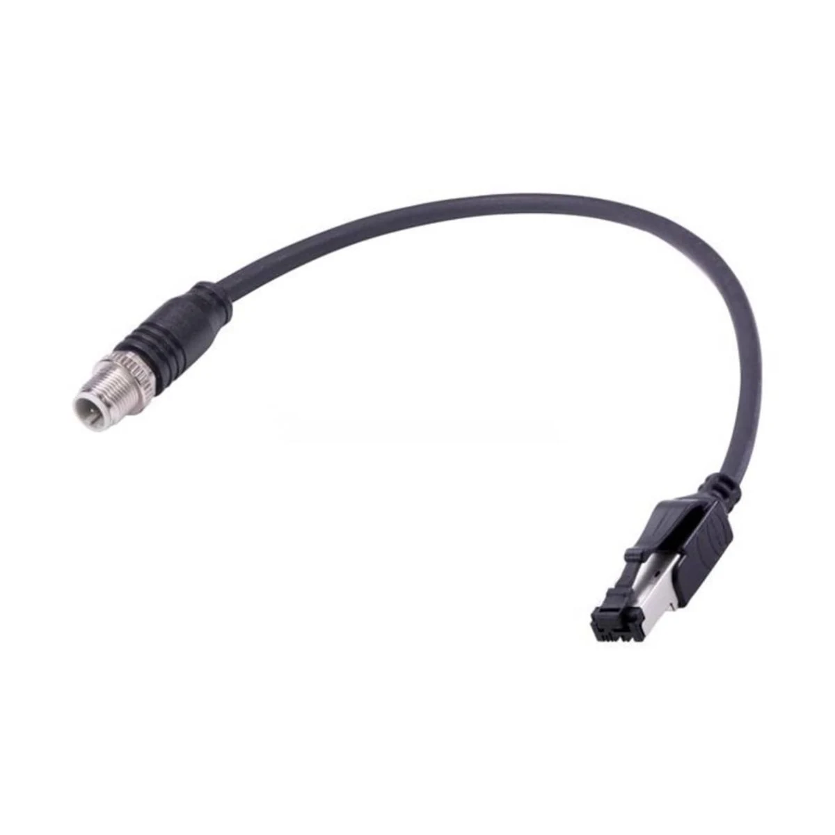 Construction close-up of M12 to RJ45 Network Harness