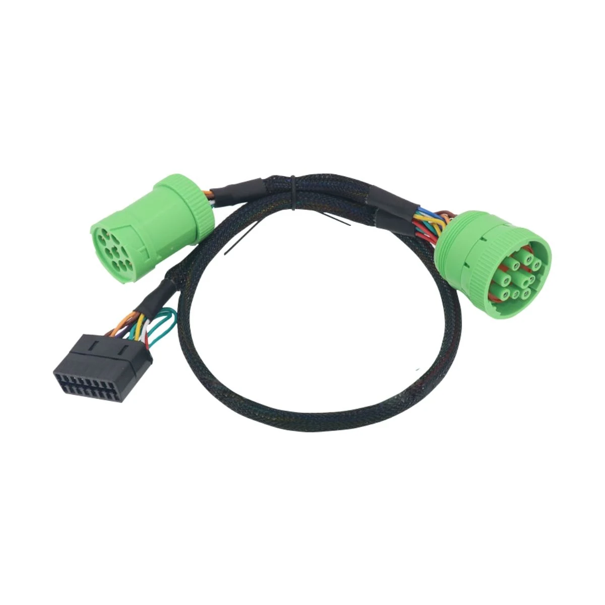 Construction close-up of J1939 9-Pin Dual-End & OBD Branch Harness