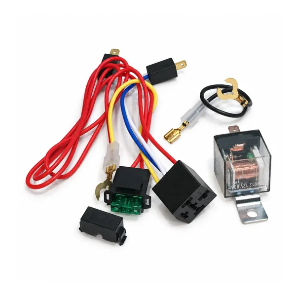 Clear Relay & Rectangular Plug Coiled Power Harness