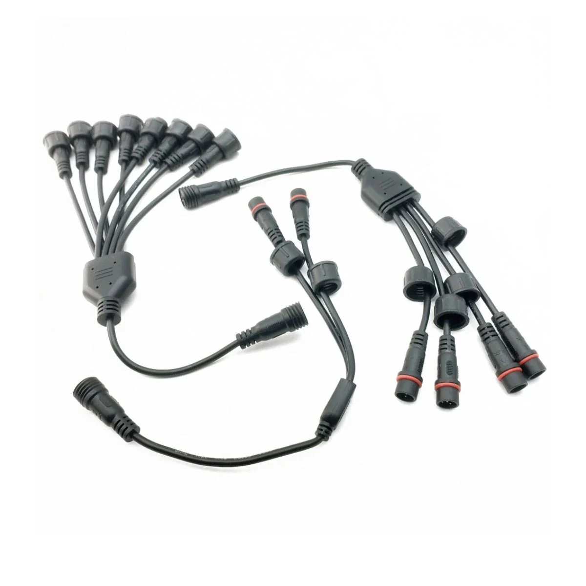Construction close-up of RGBW Lighting Multi-Way Circular Plug Branch Harness